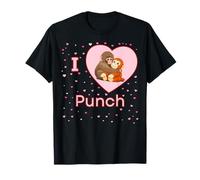 I Love Punch The Baby Monkey Hearts T-Shirt