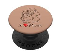 I LOVE PUNCH the Lonely Little Japanese Monkey PopSockets Adhesive PopGrip