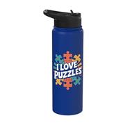 I Love Puzzles Enthusiast Passion Stainless Steel Insulated Water Bottle