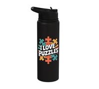 I Love Puzzles Enthusiast Passion Stainless Steel Insulated Water Bottle