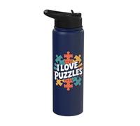 I Love Puzzles Enthusiast Passion Stainless Steel Insulated Water Bottle