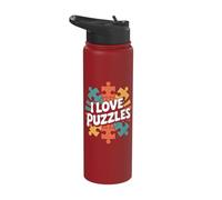 I Love Puzzles Enthusiast Passion Stainless Steel Insulated Water Bottle