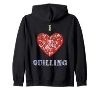 I Love Quilling Heart Paper Filigree Crafter Zip Hoodie