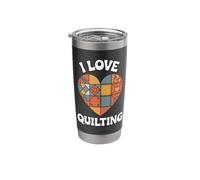 I Love Quilting Heart Patchwork Design Stainless Steel Insulated Tumbler