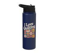 I Love Quilting Passion Retro Patchwork Craft Stainless Steel Insulated Water Bottle