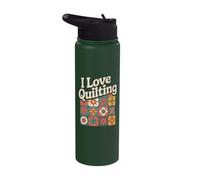 I Love Quilting Passion Retro Patchwork Craft Stainless Steel Insulated Water Bottle