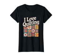 I Love Quilting Passion Retro Patchwork Craft Value Graphic T-Shirt, Women, Black, S