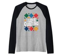 I Love Quilting Patchwork Quilt Lover Raglan Baseball Tee