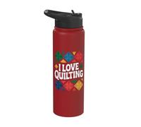 I Love Quilting Patchwork Quilt Lover Stainless Steel Insulated Water Bottle