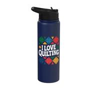 I Love Quilting Patchwork Quilt Lover Stainless Steel Insulated Water Bottle