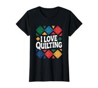 I Love Quilting Patchwork Quilt Lover Value Graphic T-Shirt, Women, Black, S