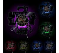 I Love Quilting Sewing Quote Wall Art Vintage Sewing Machine Wall Clock Vinyl Record Wall Clock Sewing Room Tailor Shop Decor With LED