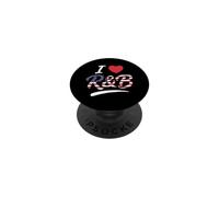 I Love R&B Tshirt Heart Retro Music Fan USA American Flag PopSockets Adhesive PopGrip