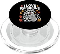 I Love Raccoons Cute Autumn Leaves Design PopSockets PopGrip for MagSafe