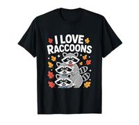 I Love Raccoons Cute Autumn Leaves Design T-Shirt