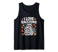 I Love Raccoons Cute Autumn Leaves Design Tank Top