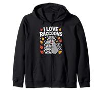 I Love Raccoons Cute Autumn Leaves Design Zip Hoodie