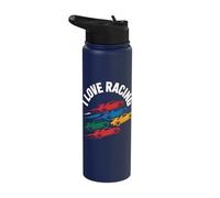 I Love Racing Colorful Car Speed Design Stainless Steel Insulated Water Bottle