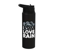 I Love Rain Cloud Raindrop Art Stainless Steel Insulated Water Bottle