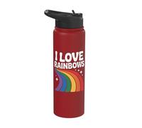 I Love Rainbows Vibrant Pride Fun Stainless Steel Insulated Water Bottle