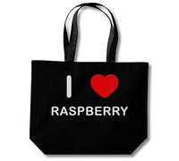 I Love Raspberry - Black Cotton Shopping Bag