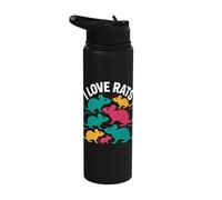I Love Rats Colorful Rodent Design Stainless Steel Insulated Water Bottle