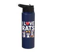 I Love Rats Cute Rodent Enthusiast Design Stainless Steel Insulated Water Bottle