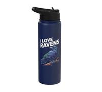 I Love Ravens Birdwatching Lovers Stainless Steel Insulated Water Bottle
