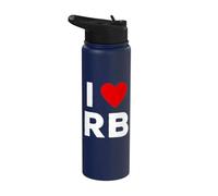 I Love RB Initials First Last Name Personalised Red Heart Stainless Steel Insulated Water Bottle