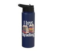 I Love Reading Book Enthusiast Bookworm Joy Stainless Steel Insulated Water Bottle