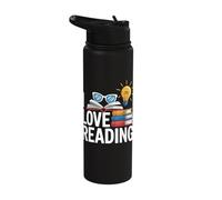 I Love Reading Book Lover Bibliophile Library Stainless Steel Insulated Water Bottle