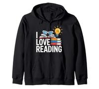 I Love Reading Book Lover Bibliophile Library Zip Hoodie