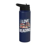 I Love Reading Book Lover Enthusiast Stainless Steel Insulated Water Bottle