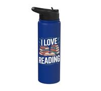 I Love Reading Book Lover Enthusiast Stainless Steel Insulated Water Bottle