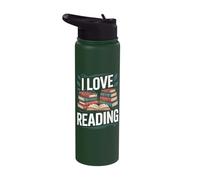 I Love Reading Book Lover Enthusiast Stainless Steel Insulated Water Bottle