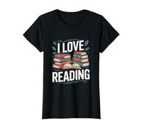 I Love Reading Book Lover Enthusiast Value Graphic T-Shirt, Women, Black, M