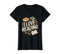 I Love Reading Book Lover Readers Collection Value Graphic T-Shirt, Women, Black, S