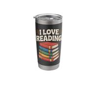 I Love Reading Book Stack Enthusiast Stainless Steel Insulated Tumbler