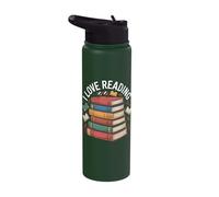 I Love Reading Book Stack Enthusiast Stainless Steel Insulated Water Bottle