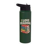 I Love Reading Book Stack Enthusiast Stainless Steel Insulated Water Bottle