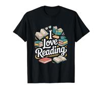 I Love Reading Books Enthusiast Design Value Graphic T-Shirt, Men, Black, M