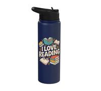 I Love Reading Enthusiast Book Lover Stainless Steel Insulated Water Bottle