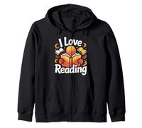 I Love Reading Enthusiast Bookworm Joy Zip Hoodie