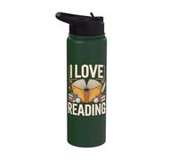 I Love Reading Enthusiasts Literature Book Lovers Stainless Steel Insulated Water Bottle