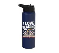 I Love Reading Open Book Art Text Stainless Steel Insulated Water Bottle