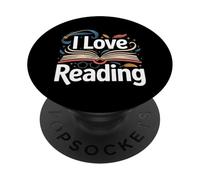 I Love Reading Open Book Magic Bookworm Library PopSockets Adhesive PopGrip