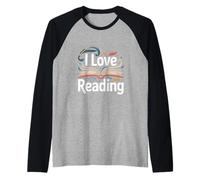 I Love Reading Open Book Magic Bookworm Library Raglan Baseball Tee
