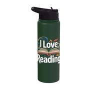 I Love Reading Open Book Magic Bookworm Library Stainless Steel Insulated Water Bottle