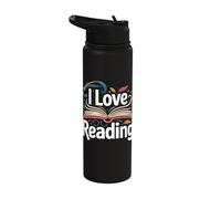 I Love Reading Open Book Magic Bookworm Library Stainless Steel Insulated Water Bottle