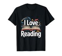 I Love Reading Open Book Magic Bookworm Library Value Graphic T-Shirt, Men, Black, M